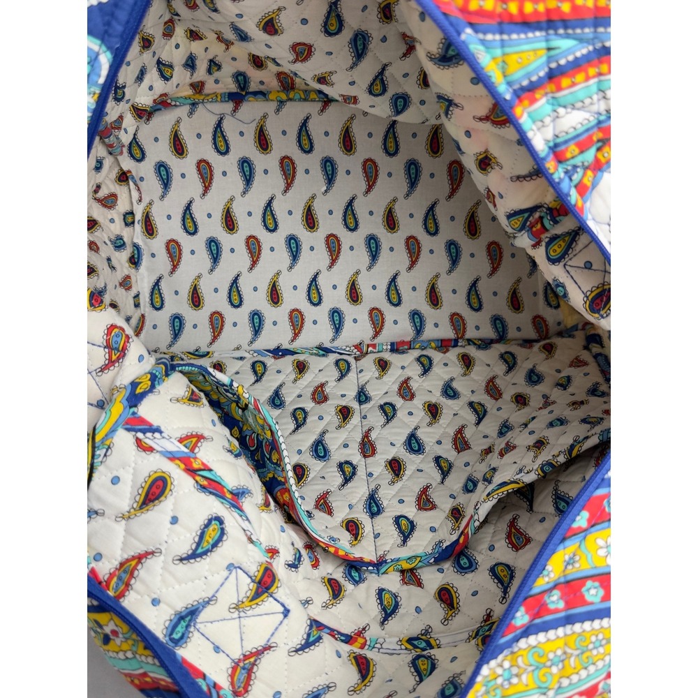 Vera Bradley Tote Bag Set Women Large Marina Paisley Like New Crossbody - Picture 4 of 11